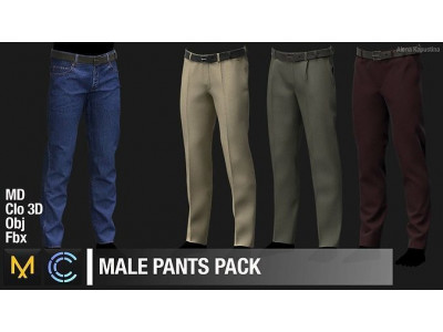Male pants pack  Marvelous Designer  Clo 3D project 3D model