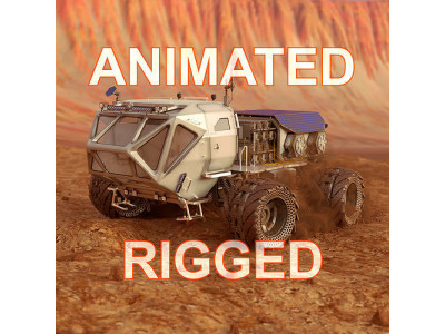 Mars Rover Rigged Animated with mars environment scene 3D model