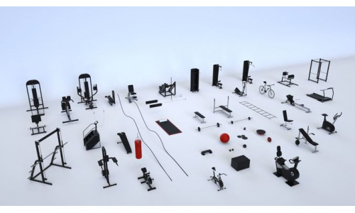 Massive Gym Equipment Collection 3D model