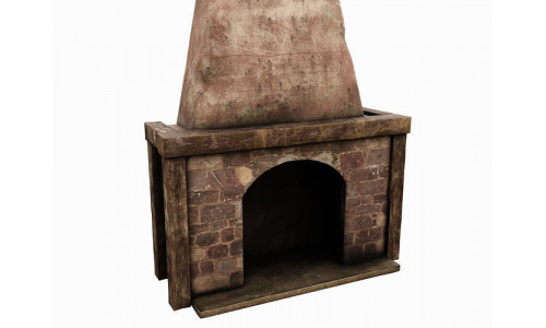 Medieval Fireplace Low-poly 3D model