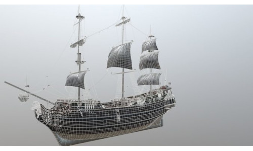 Medieval warships wooden ships sailing ships 3D model