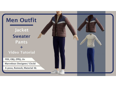 Men Chic Classic Outfit with marvelous PLUS Video tutorial 3D model