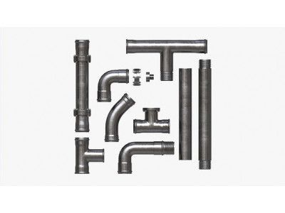 Metal Pipes with Fittings Set 3D model