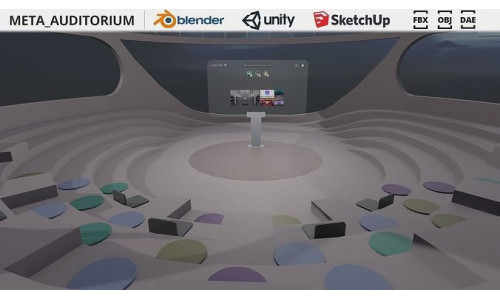 Metaverse Auditorium Low-poly 3D model