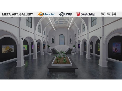 Metaverse NFT Art Gallery Low-poly 3D model