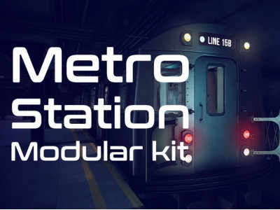 Metro station modular kit Low-poly 3D model