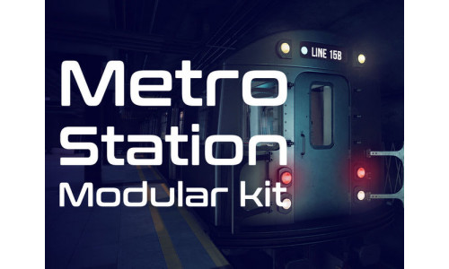 Metro station modular kit Low-poly 3D model