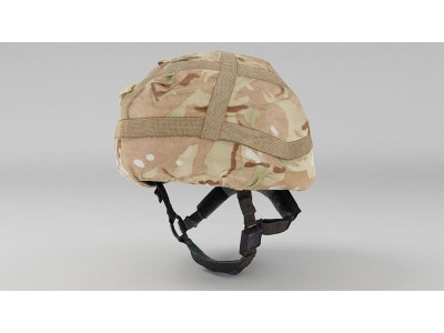Military combat helmet with camouflage cover 3D model