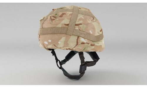 Military combat helmet with camouflage cover 3D model