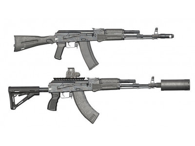 MILITARY Game Ready AK74M and AK103 Low-poly 3D model