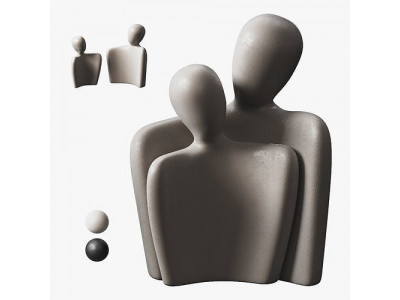 Modem Artipieces Abstract Ceramic Lover Statues Low-poly 3D model