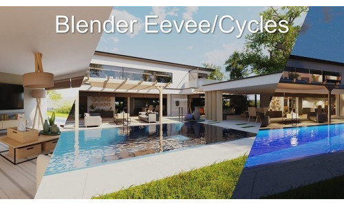 Modern villa 2021 Blender Eevee and Cycles 1 Low-poly 3D model