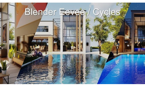 Modern villa 2021 Blender Eevee and Cycles 2 Low-poly 3D model