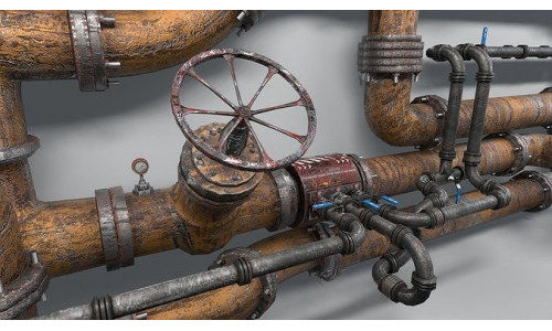 Modular Industrial Pipes Low-poly 3D model