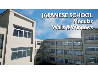 Modular Japanese School - 36 Assets Pack Low-poly 3D model