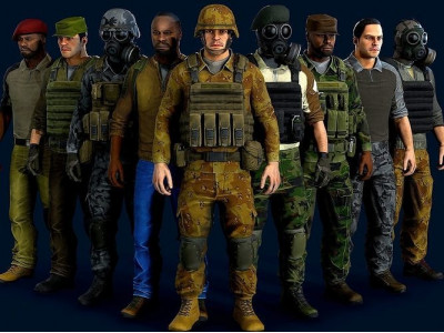 Modular military character Low-poly 3D model
