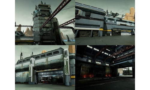 Modular Sci-Fi Hangars Location Low-poly 3D model
