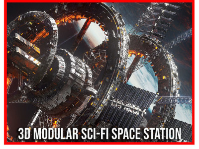 Modular Sci Fi Space Station Ship Vehicle Futuristic 3D model