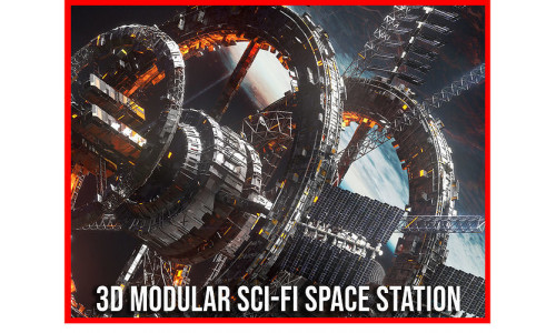 Modular Sci Fi Space Station Ship Vehicle Futuristic 3D model