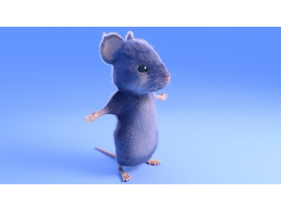 Mouse - grey - Cartoon style - rigged Low-poly 3D model