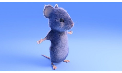 Mouse - grey - Cartoon style - rigged Low-poly 3D model
