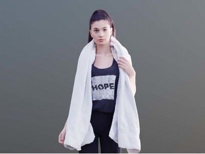 Myriam 10016 - Sporty girl with towel Low-poly 3D model