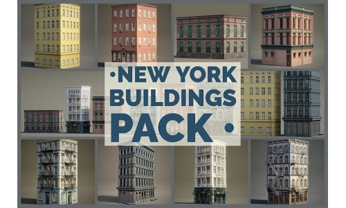 New York Background Buildings Pack Low-poly 3D model