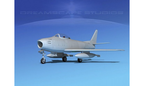 North American F-86 Sabre Jet Bare Metal 3D model