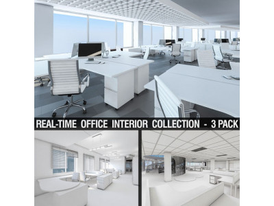 Office Interior Collection - 3 Pack Low-poly 3D model