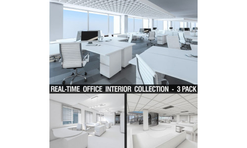 Office Interior Collection - 3 Pack Low-poly 3D model