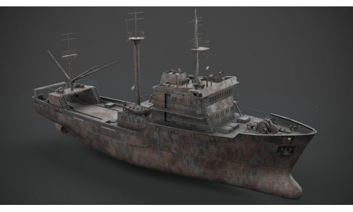 Old rusted abandoned vessel 3D model