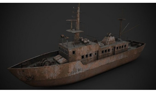 Old rusted abandoned vessel 3D model