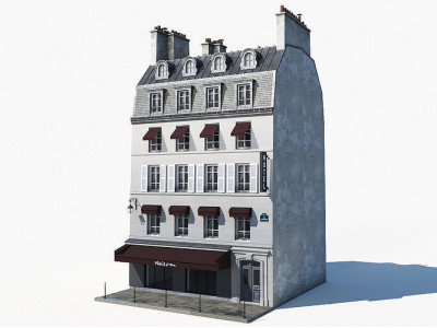 Parisian building 2 Low-poly 3D model