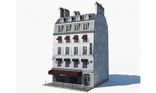 Parisian building 2 Low-poly 3D model