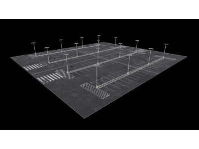 Parking Lot Scene with 4K and 8K textures Low-poly 3D model