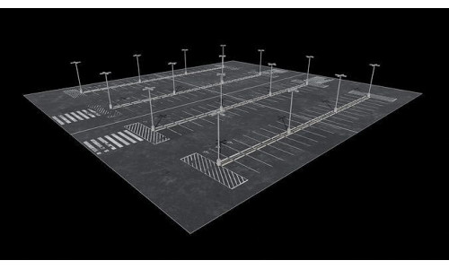 Parking Lot Scene with 4K and 8K textures Low-poly 3D model