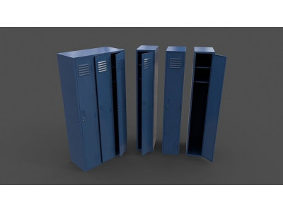 PBR School Gym Locker 03 - Blue Dark Low-poly 3D model