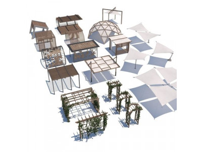 pergola shade sails Low-poly 3D model
