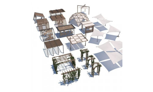pergola shade sails Low-poly 3D model
