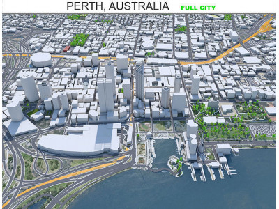 Perth City Australia Low-poly 3D model