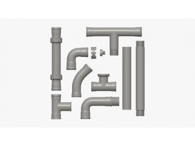 Plastic Pipes with Fittings Set 3D model