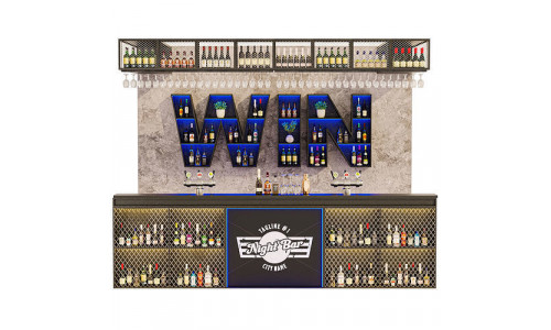 Pub with neon lights and alcohol collection 3D model