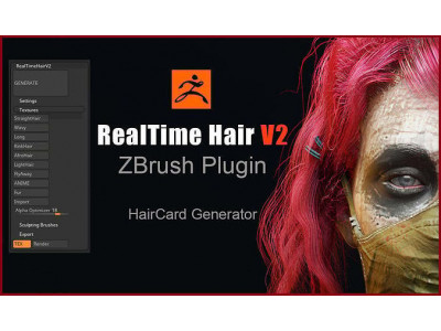 Real-time Hair ZBrush Plugin   Low-poly 3D model