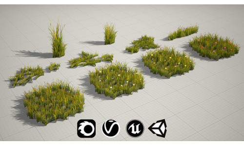 Realistic Grass - High Quality Low-Poly Models Low-poly 3D model