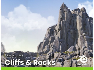 Realistic Looking Modular Cliffs and Rocks Blender Low-poly 3D model