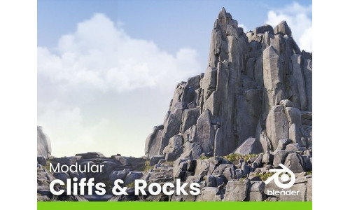 Realistic Looking Modular Cliffs and Rocks Blender Low-poly 3D model