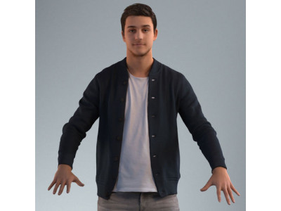 Rigged 3D male in casual attire Low-poly 3D model