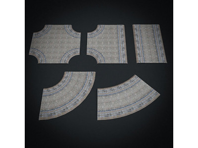 ROAD SET MODULAR ART DECO STEAMPUNK  Low-poly 3D model
