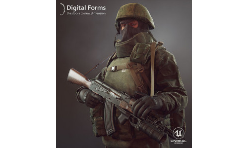 Russian soldier Game ready model Low-poly 3D model