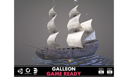Sailboat Galleon - GameReady Low-poly 3D model